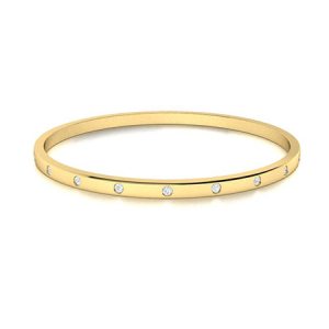 Sheilaine Natural Yellow Gold Bezel Set Diamond Bangle Bracelet