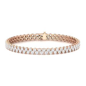 Sybill Natural Diamond Rose Gold 3 Prong Multi Row Tennis Bracelet