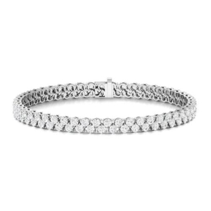 Sybill Natural Diamond Round cut 3 Prong  Multi Row Tennis Bracelet