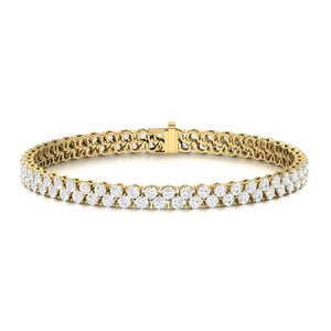 Sybill Natural Diamond Yellow Gold 3 Prong Multi Row Tennis Bracelet