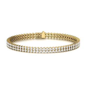 Syble Natural Diamond Yellow Gold Prong Set Multi Row Tennis Bracelet