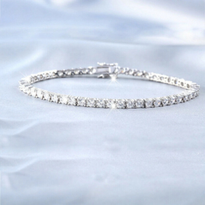 3.00 carat F-G/SI Natural Round Brilliant Cut Diamond Claw-Set Tennis Bracelet 9ct Gold  