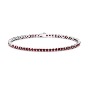 Ruby Tennis Bracelet: Round Gems in 18K Gold. Timeless Elegance and Glamour