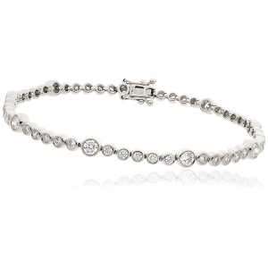 2.00 Ct – 5.00 Ct Bezel Set 5 Small One Big Natural Diamond Tennis Bracelet in 9K Gold