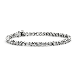 2.00 Ct – 5.00 Ct Natural Round Diamond Half Bezel Set Tennis Bracelet in 9K White Gold, Rose Gold , Yellow Gold