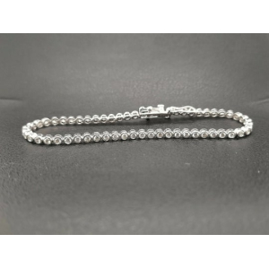 2.50 carat F-G/SI Round brilliant cut diamond Bezel set Tennis Bracelet 9ct White gold