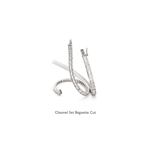 3.00-8.00Carat G/SI Natural Certified Diamond Channel Set Baguette Cut Tennis Bracelet in 9k White Gold