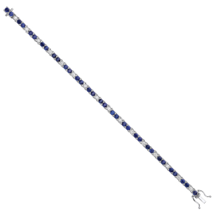 6.00 Carat Round Brilliant Cut Blue Sapphire and Diamond Bracelet