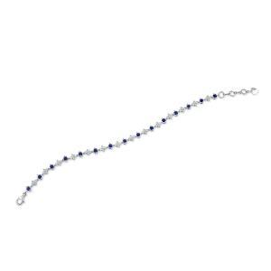 2.75 Carat Round Gemstone And Diamond Set in Blue Sapphire,Ruby,Emerald And Pink Sapphire Tennis  Bracelet
