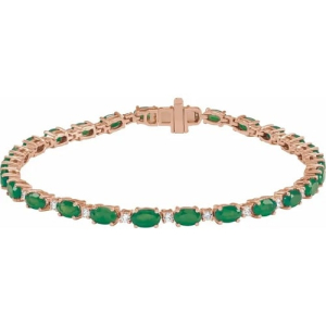 Ralana Emerald Rose Gold 4 Prong  Bracelet
