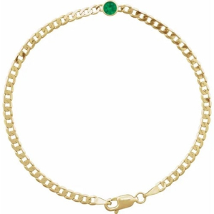 0.30 Carat Round Brilliant Cut May Birthstone Natural Emerald Link Bracelet