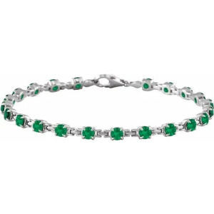 Raea 4.40 Carat Emerald Round cut 4 Claw Set  Gemstone Bracelet