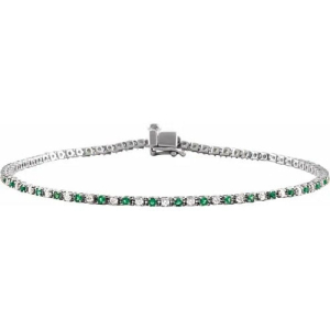 Raychel 1.42 Carat Emerald Round cut 4 Prong  Gemstone Bracelet