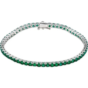 7.20 Carat Round Brilliant Cut May Birthstone Natural Emerald Women's Line Bracelet