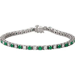 Royse Emerald 4 Prong Diamond Tennis Bracelet