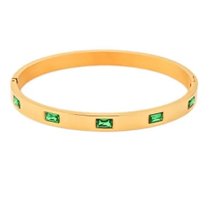 1.50 Carat Bezel Setting Emerald Cut May Birthstone Natural Emerald Bracelet Bangle