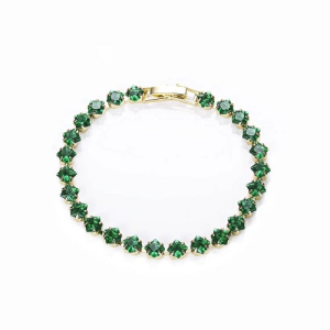 5.00 Carat Prong Setting Princess Cut Geometry May Birthstone Natural Emerald Tennis Bracelet 