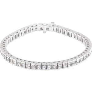 10.25 Carat Princess Brilliant Cut Natural Sparkling Channel-set Diamond Women's Bracelet 