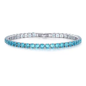 5 Carat Prong Setting Round Shaped Aquamarine Bracelet In 9k,18k And Platinum