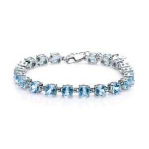 7.00 Carat Prong Setting  Round Aquamarine Gemstone Bracelet