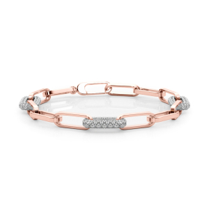 Satchel Natural Diamond Rose Gold Prong Set Chain Bracelet