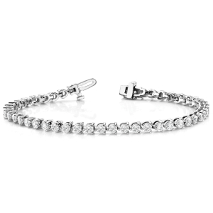 2.00 - 16.00 Carat Round Natural And Lab Created Diamond Tennis Bracelet With 3 Prong Setting