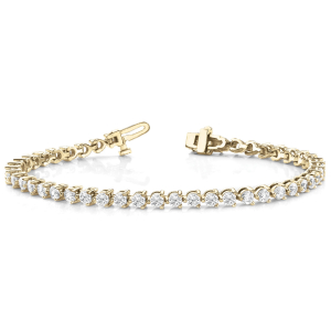 Ronni Natural Yellow Gold 3 Prong Diamond Tennis Bracelet