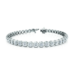 2.00 - 6.00 Carat Round Natural And Lab Created Diamond Tennis Bracelet With Bezel Setting