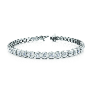 2.00 - 6.00 Carat Round Natural And Lab Created Diamond Tennis Bracelet With Bezel Setting