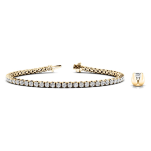Rubee Natural Yellow Gold 4 Prong Diamond Tennis Bracelet