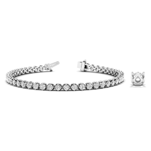 2.00 - 8.75 Carat Round Natural And Lab Created Diamond Tennis Bracelet With 4 Prong Setting