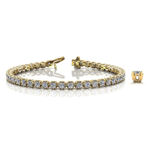 Rossie Natural Yellow Gold 4 Prong Diamond Tennis Bracelet