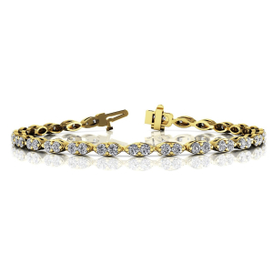 Rella Natural Yellow Gold Shared Prong Diamond Tennis Bracelet