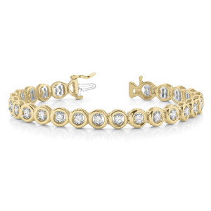 Posey Natural Yellow Gold 4 Prong Diamond Tennis Bracelet