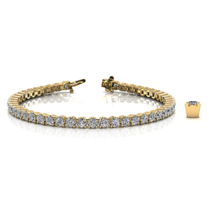 Rosabel Natural Yellow Gold 4 Prong Diamond Tennis Bracelet