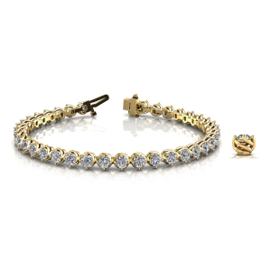 Roxie Natural Yellow Gold 4 Prong Diamond Tennis Bracelet