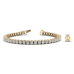 Ricka Natural Yellow Gold 4 Prong Diamond Tennis Bracelet