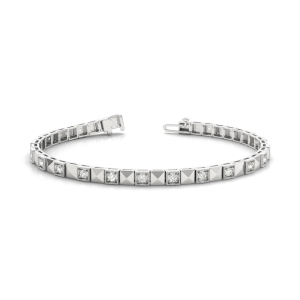 0.63 Carat Round Natural And Lab Created Diamond Tennis Bracelet With 4 Prong Setting