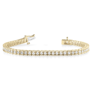 Ryiah Natural Yellow Gold 4 Prong Diamond Tennis Bracelet