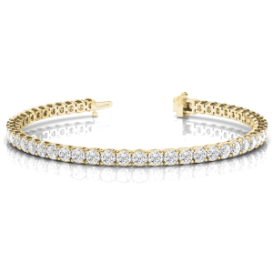 Rashel Natural Yellow Gold 4 Prong Diamond Tennis Bracelet