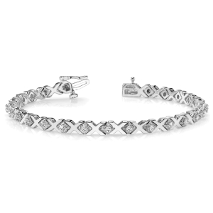 0.66 - 1.25 Carat Round Natural And Lab Created Diamond XO Tennis Bracelet With 4 Prong Setting
