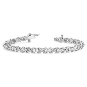 Rosy Natural Round cut XO  Diamond Tennis Bracelet
