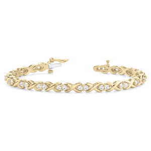 Rosy Natural Yellow Gold XO Diamond Tennis Bracelet