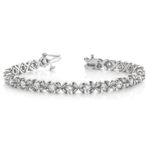 Ricki 2.00 - 3.00 Carat Natural Round cut XO  Diamond Tennis Bracelet