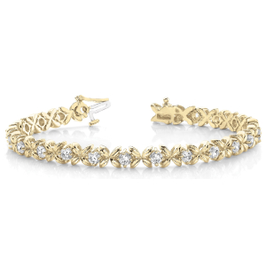 Ricki Natural Yellow Gold XO Diamond Tennis Bracelet