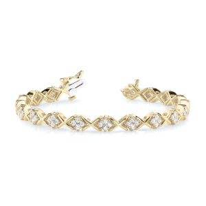 Rayleen Natural Yellow Gold XO Diamond Tennis Bracelet