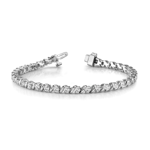 0.66 - 10.00 Carat Round Natural And Lab Created Diamond S Link Tennis Bracelet With 2 Prong Setting