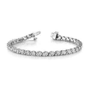 0.66 - 10.00 Carat Round Natural And Lab Created Diamond S Link Tennis Bracelet With 2 Prong Setting