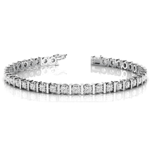 0.50 - 2.00 Carat Round Natural And Lab Created Diamond Tennis Bracelet With Bar Setting