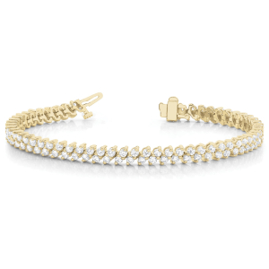 Sucga Natural Diamond Yellow Gold Prong Set Multi Row Tennis Bracelet